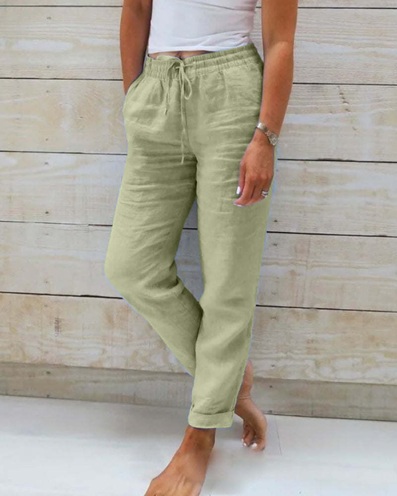 Women's  Elastic Waist Cotton Linen Wide Leg Pants🥰Buy 2 free shipping-1