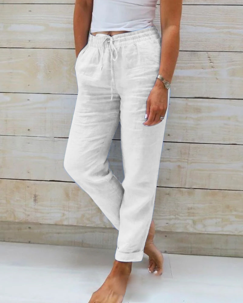 Women's  Elastic Waist Cotton Linen Wide Leg Pants🥰Buy 2 free shipping-3