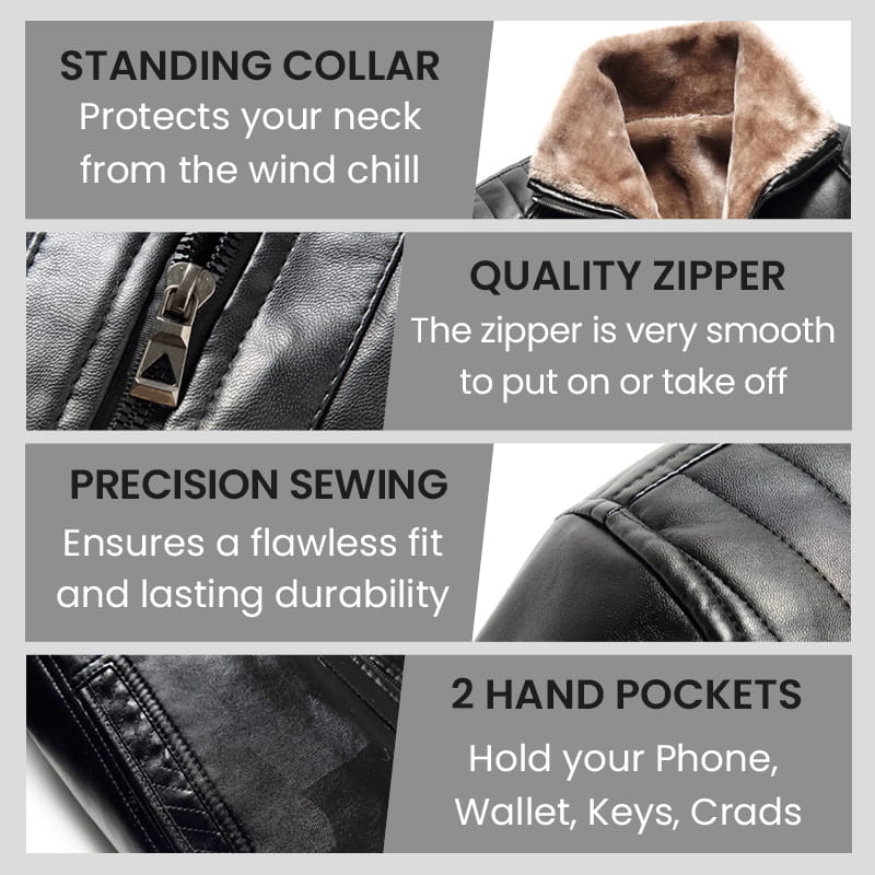 🎁Last Day 49% Off🔥Men‘s Quilted Faux Leather Jacket【Fashion and warmth】-5