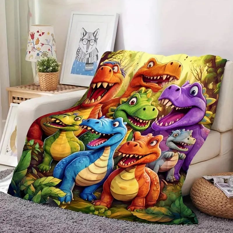 🎅Christmas Gift idea 50%OFF🎁🦖Cute Smiling Dinosaurs HD Digital Print Flannel-3