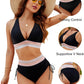 💃Vacation Sale 49% OFF💃High Waisted Tummy Control Color Block Bikini Sets-5