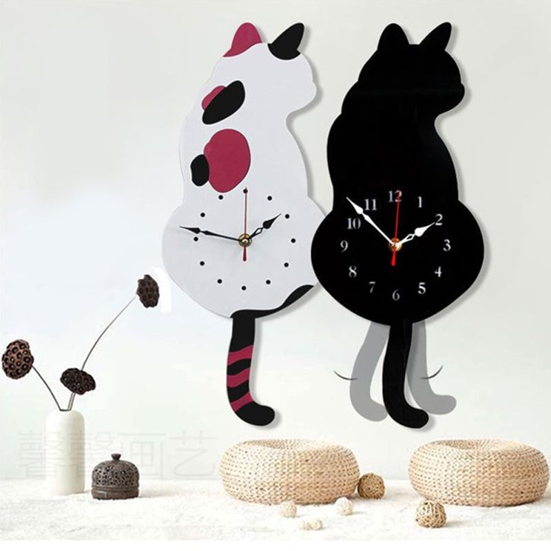 🎁Limited Sale 49% OFF💖Nordic Cat Wagging Tail Wall Clock-13