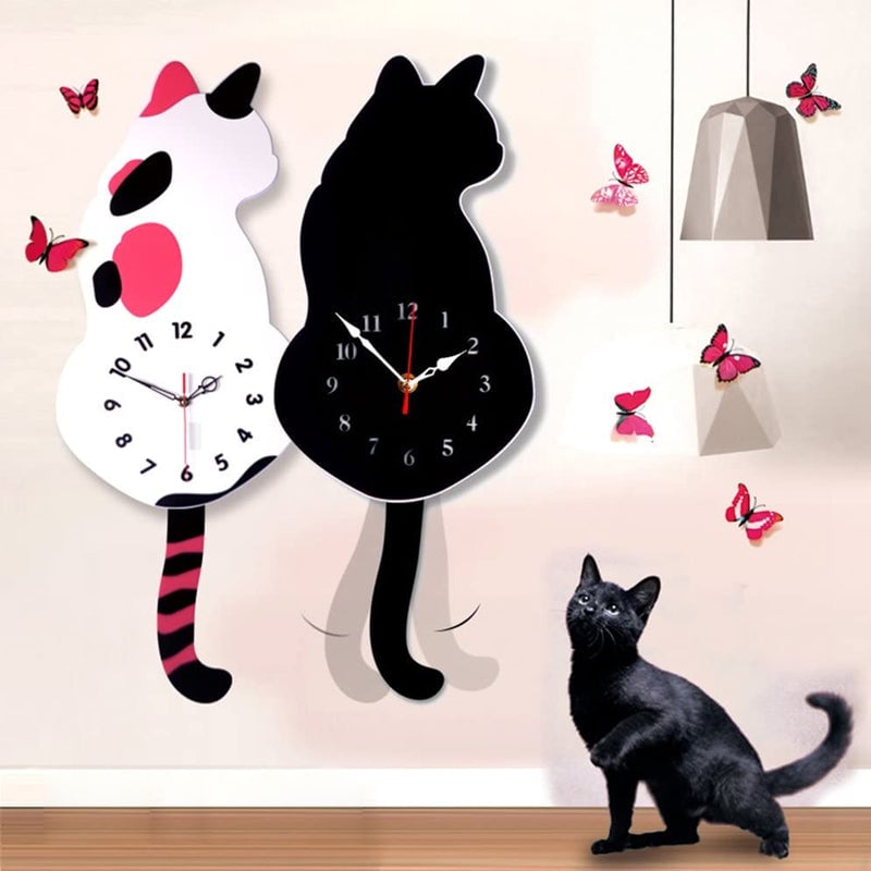 🎁Limited Sale 49% OFF💖Nordic Cat Wagging Tail Wall Clock-3