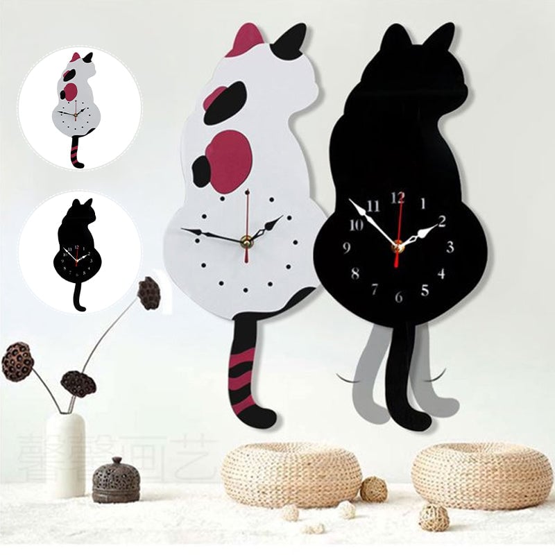 🎁Limited Sale 49% OFF💖Nordic Cat Wagging Tail Wall Clock-5