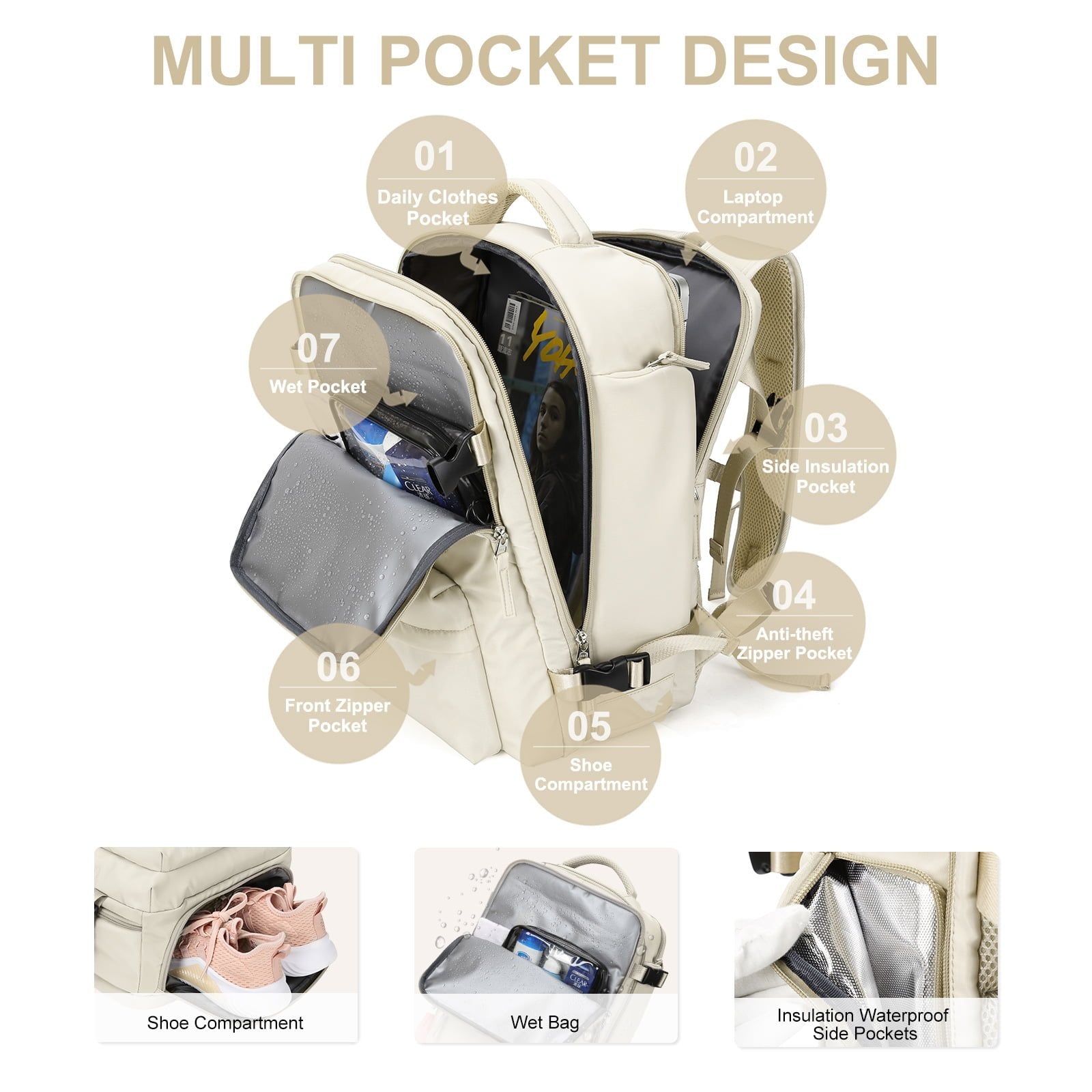 🔥2024 HOT SALE 49% OFF🔥Women Large Travel Backpack Waterproof Hiking Rucksack-1