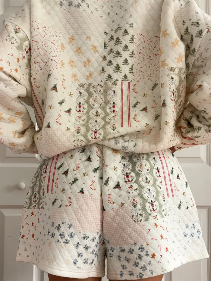 ❄️🧣Christmas Holiday Quilted Mockneck Sweatshirt Set(✨Same as in the video)-5