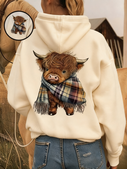 🎄🎅WEIHNACHTSANGEBOT 50 % RABATT!!🎁Süßes Highland Cow Sweatshirt mit Kapuze und kuscheligem Fleecefutter🦬