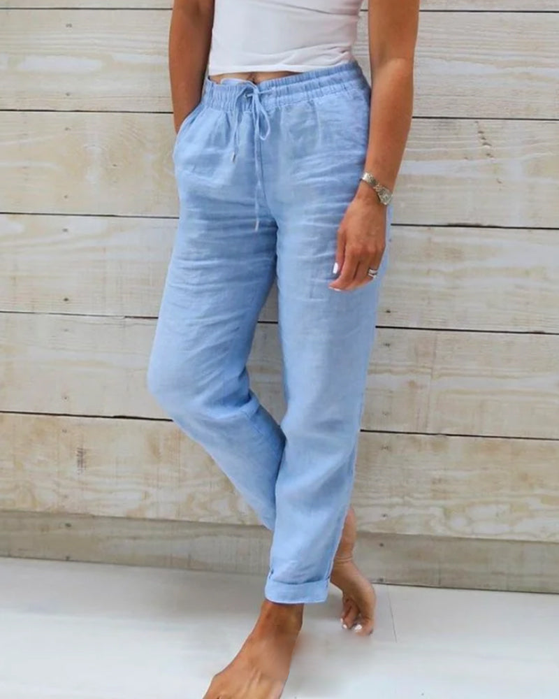 Women's  Elastic Waist Cotton Linen Wide Leg Pants🥰Buy 2 free shipping-2