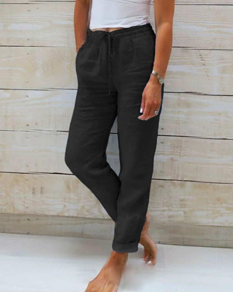 Women's  Elastic Waist Cotton Linen Wide Leg Pants🥰Buy 2 free shipping-6