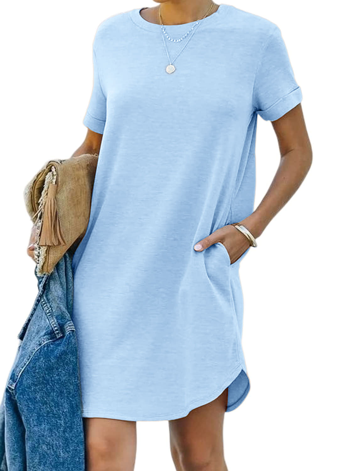 🔥LAST DAY SALE 49% OFF💝Women's Casual Short Sleeve T Shirt Dress-2