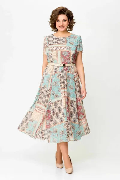 🔥HOT SALE🔥2024 Comfortable and Elegant Patchwork Printed Dress-6