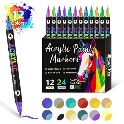 🔥 50 % RABATT! 🌈🖌️ Acrylstift-Marker mit zwei Spitzen – Farbenfroh & vielseitig ✨🎨