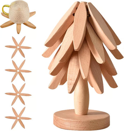 🧑‍🎄Heißer Weihnachtsverkauf🎄Isolierte Untersetzer Massivholz-Weihnachtsbaum-Untersetzer