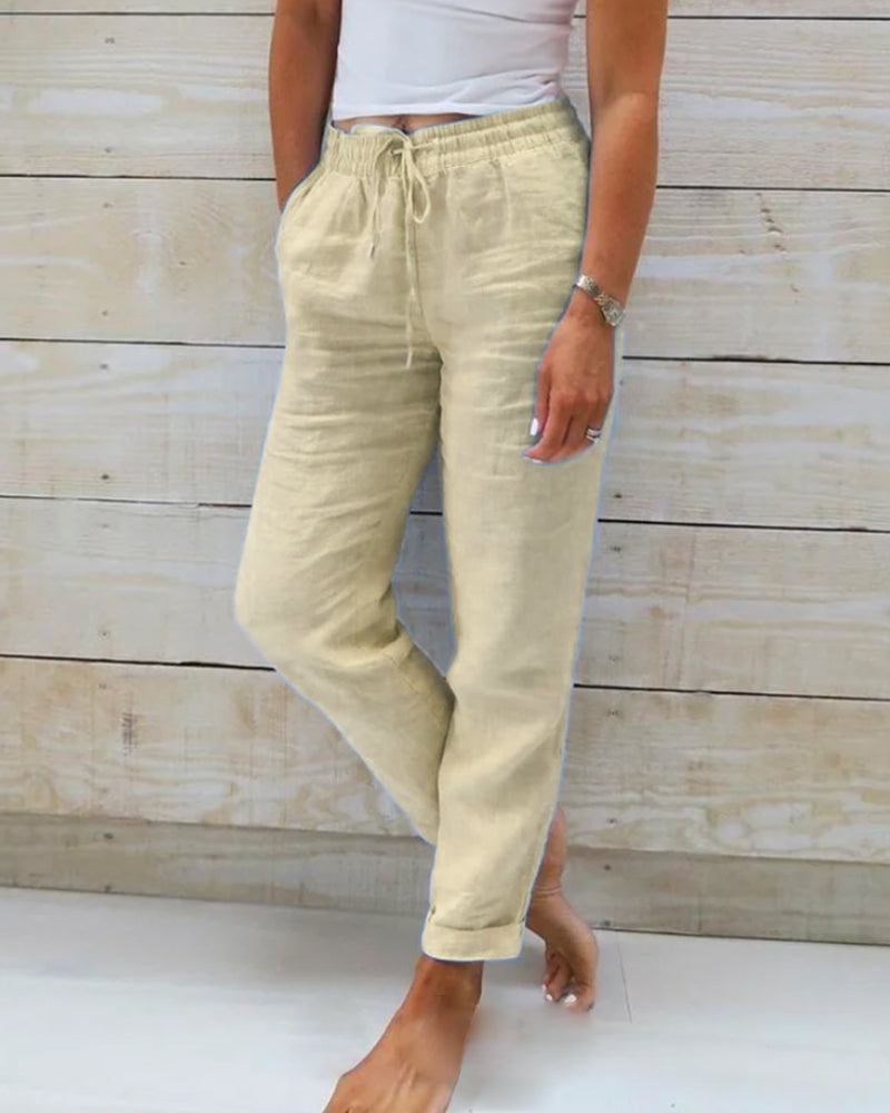 Women's  Elastic Waist Cotton Linen Wide Leg Pants🥰Buy 2 free shipping-4