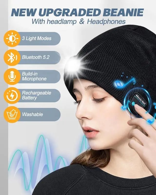 💥This Week's Special Sale🎁— Gift Bluetooth Beanie with LED Headlight and Removable Speakers❄️-3