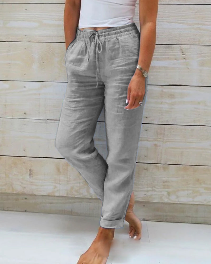 Women's  Elastic Waist Cotton Linen Wide Leg Pants🥰Buy 2 free shipping-5
