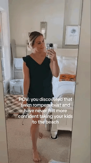 🎉Vacation Sale 49% OFF✨️Swim Romper Built-in Bra & Shorts with Pockets-4