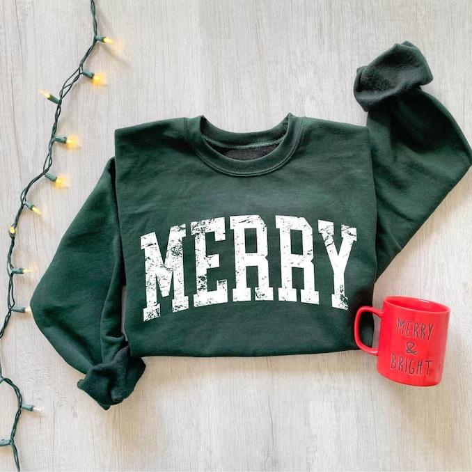 🔥Retro Merry Sweatshirt, Merry Christmas Sweatshirt-1