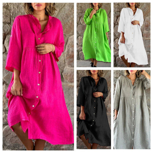 💕LAST DAY SALE 49% OFF💕Women's Loose Cotton Shirt Dress
