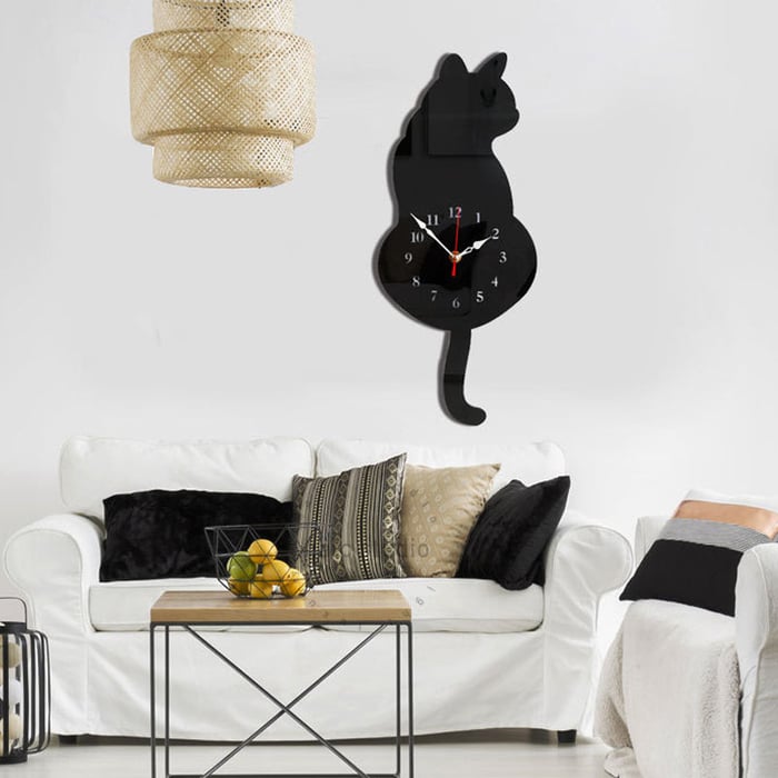 🎁Limited Sale 49% OFF💖Nordic Cat Wagging Tail Wall Clock-2