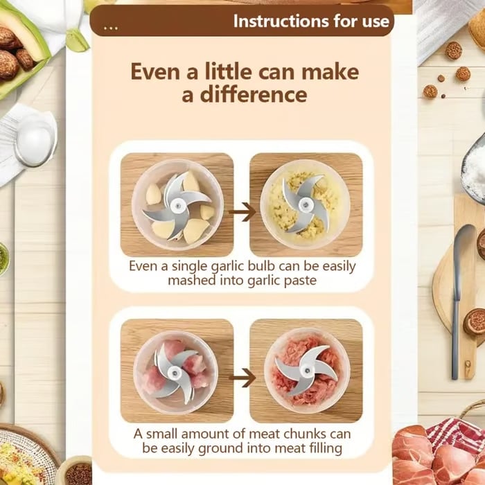 💥LAST DAY SALE 49% OFF⏰50K+ SOLD!🎅Electric Garlic Chopper,Mini Portable Veggie Chopper-2