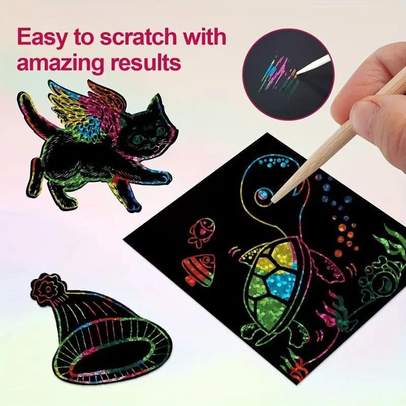 【100 pcs/1 Set】DIY Rainbow Magic Scratch Paper Art Set-2