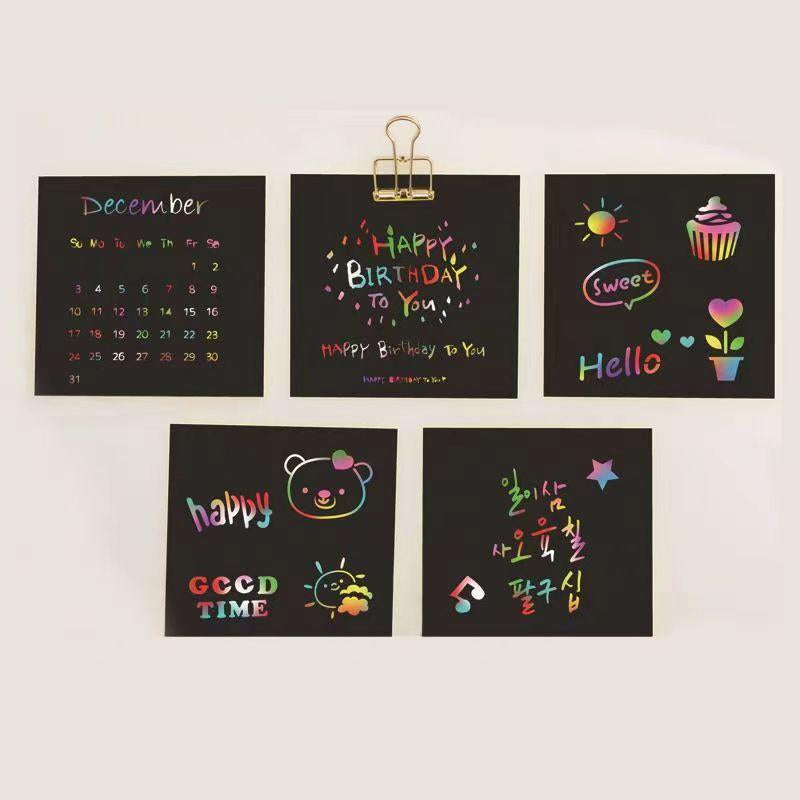【100 pcs/1 Set】DIY Rainbow Magic Scratch Paper Art Set-6