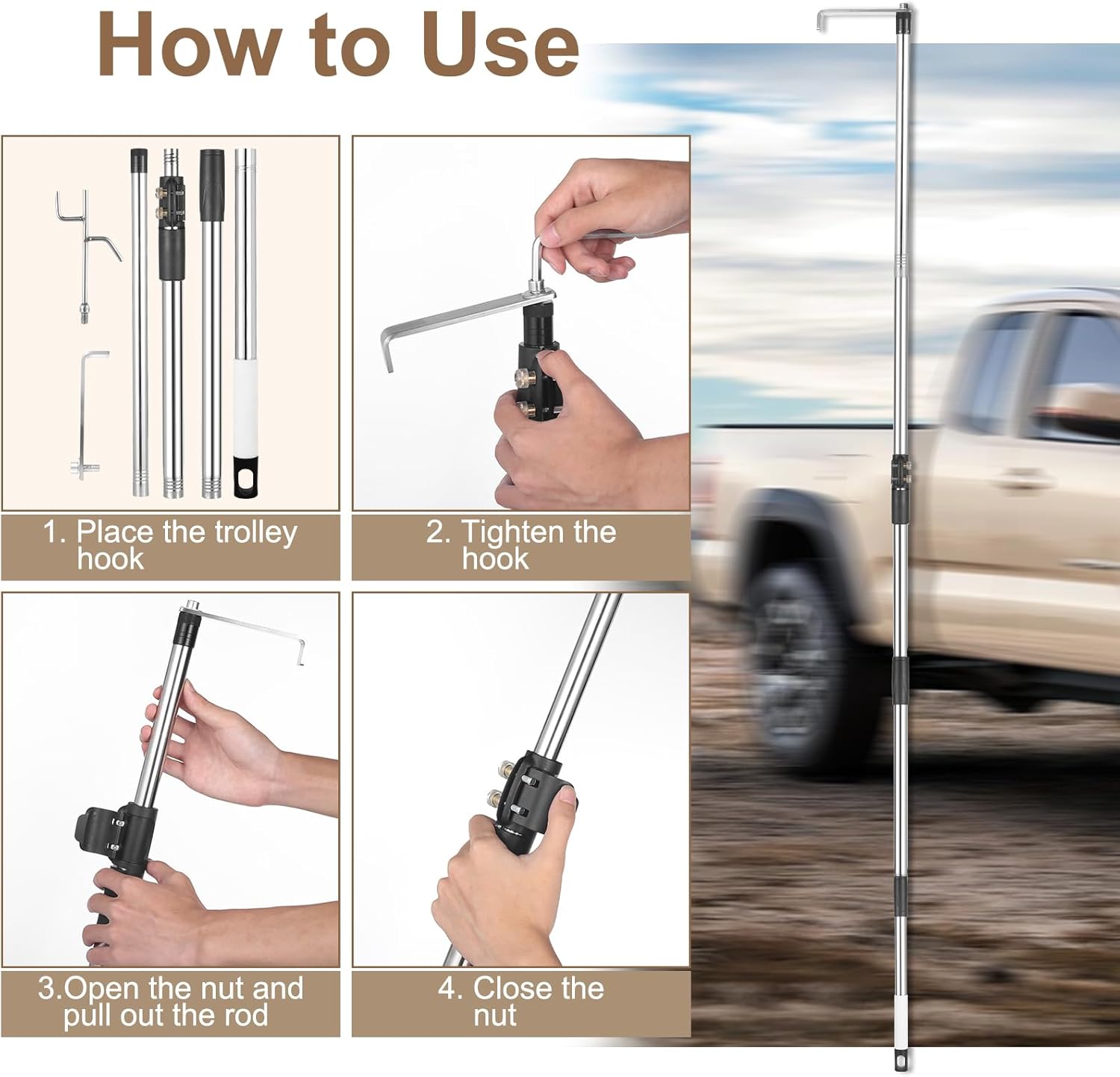 ⏰Last Day Promotion 49% OFF💖Truck Cargo Grabber, Telescoping Pickup Truck Bed Retriever Tool-4