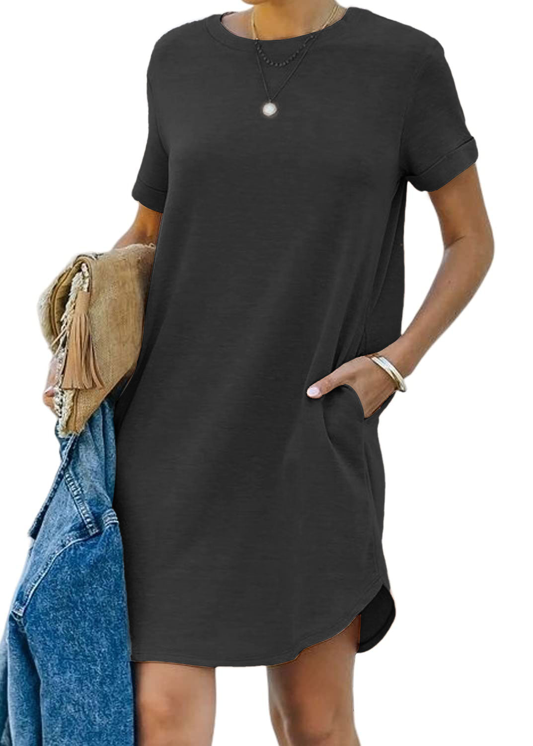 🔥LAST DAY SALE 49% OFF💝Women's Casual Short Sleeve T Shirt Dress-4