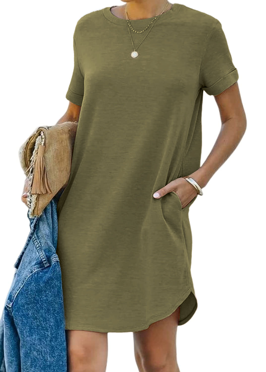 🔥LAST DAY SALE 49% OFF💝Women's Casual Short Sleeve T Shirt Dress-5