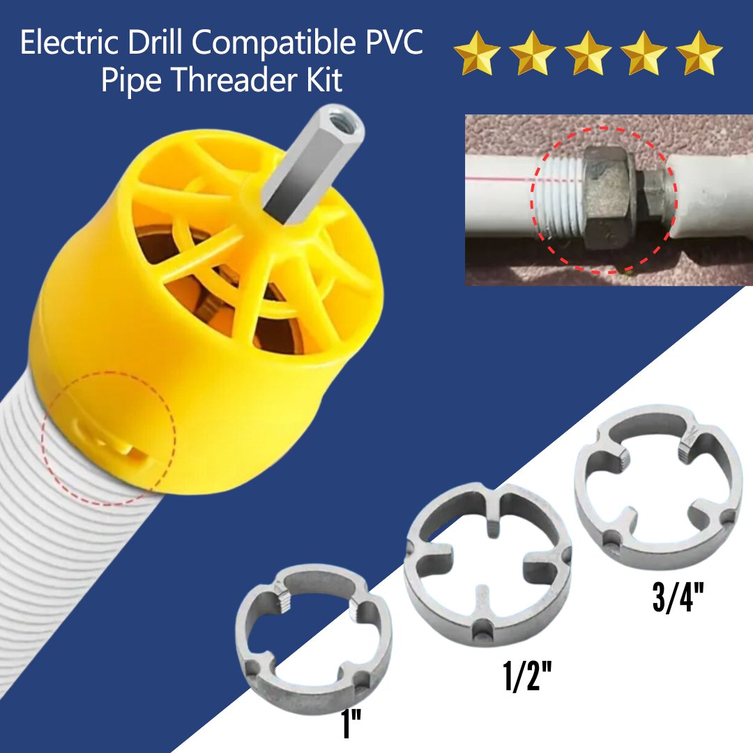 ✨Last Day Promotion 49% OFF 🛠️Electric Drill Compatible PVC Pipe Threader Kit with Various Die Sizes-1