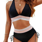 💃Vacation Sale 49% OFF💃High Waisted Tummy Control Color Block Bikini Sets-14