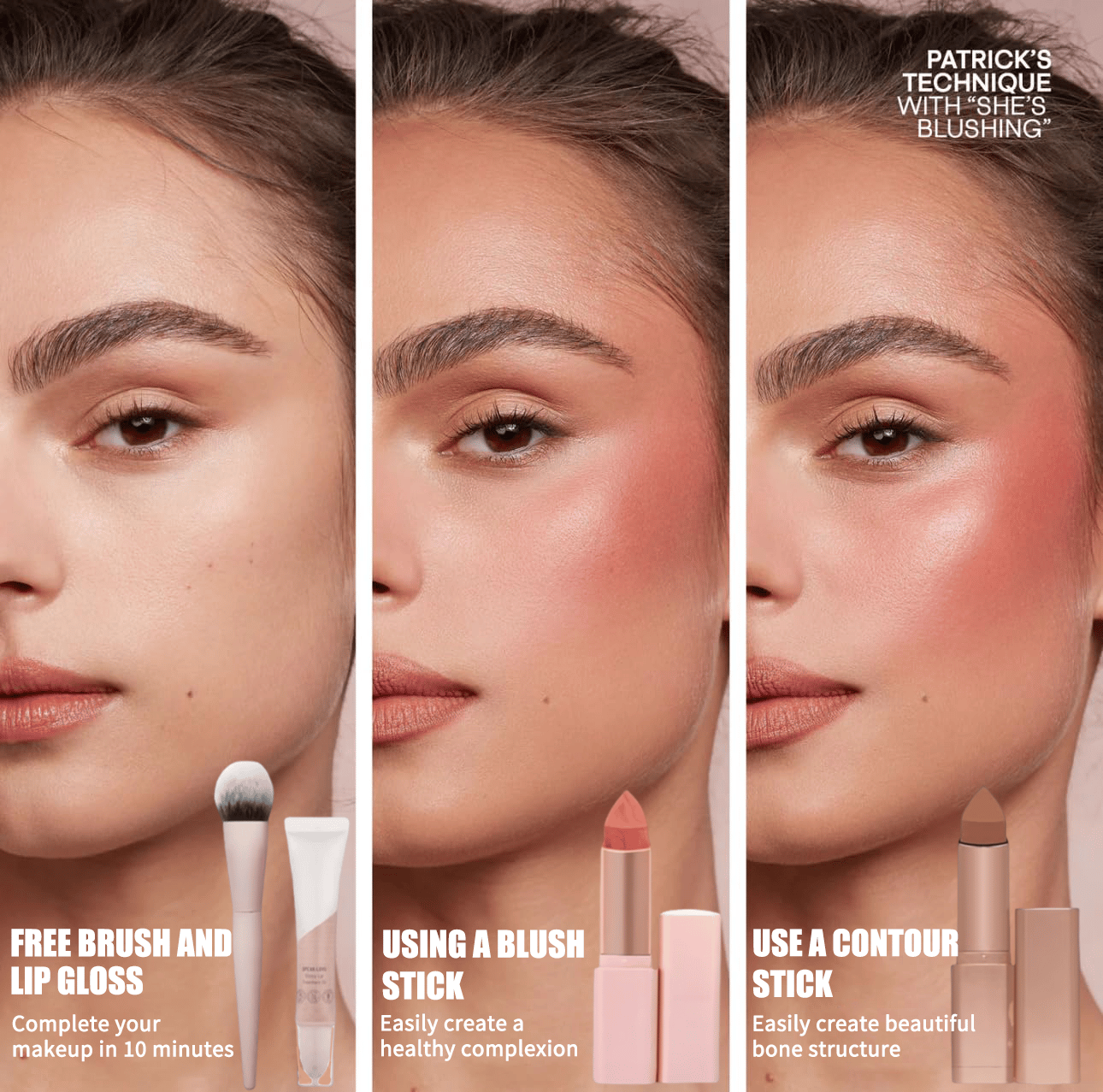 🔥One-stop makeup combo — everything in one kit🔥Bronzer / Contour & Blush Stick & Lip Oil Bestseller Makeup Combo-1