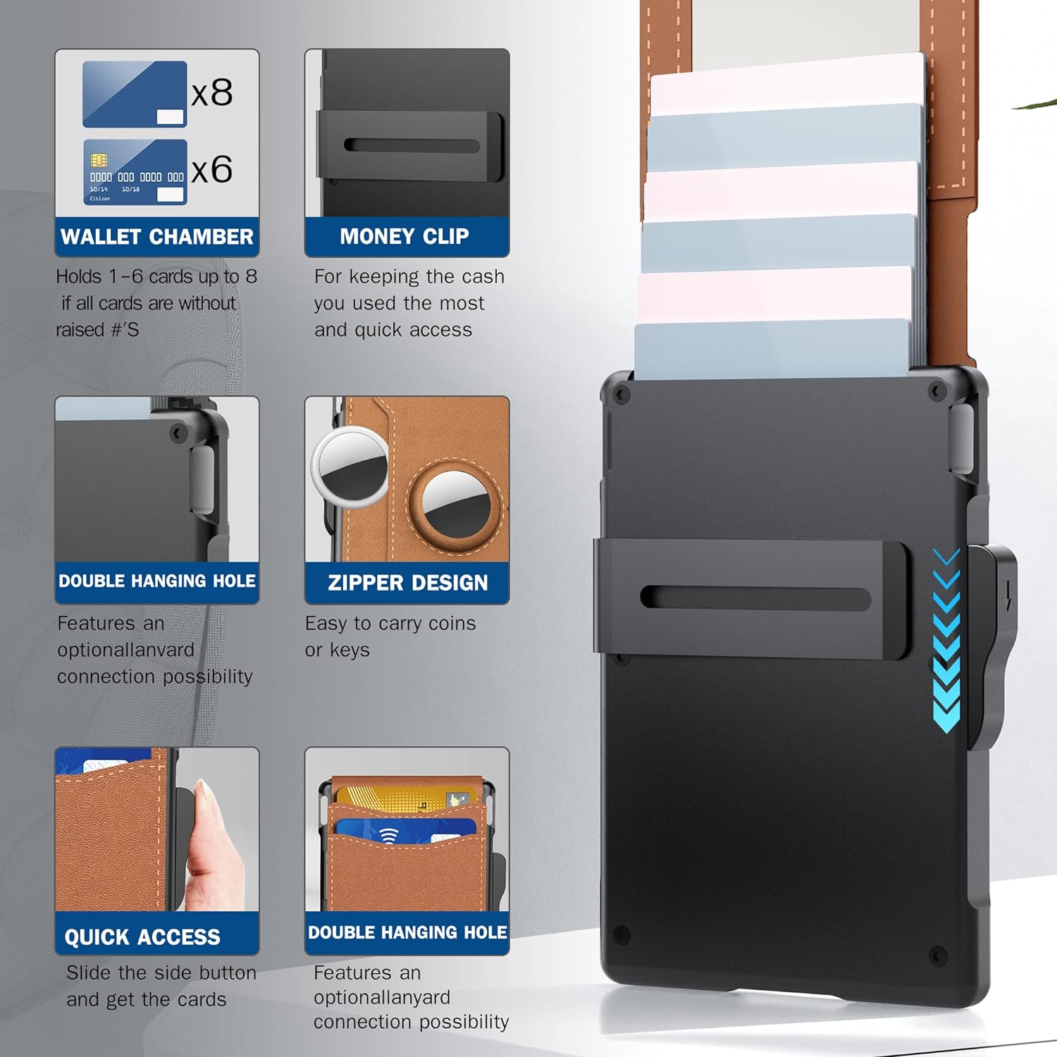 🔥Last Day 49% OFF-Men's Simple Bifold Wallet- with Pop Up Aluminum Case Money Clip Slim Leather Slots Credit Card Holder RFID Blocking Bifold Minimalist Wallet(🎁Perfect Gift)-3