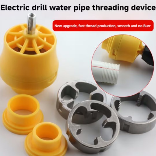 ✨Last Day Promotion 49% OFF 🛠️Electric Drill Compatible PVC Pipe Threader Kit with Various Die Sizes-7