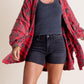 🏆Women's Mineral Washed Button Down Plaid Shirt-1
