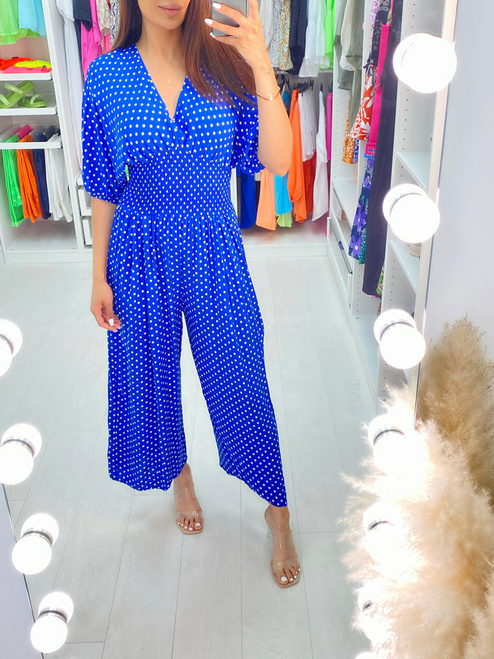 🔥HOT SALE  50% OFF💝Polka Dot Printed Elastic Waist Jumpsuit-2