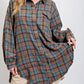 🏆Women's Mineral Washed Button Down Plaid Shirt-14