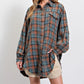 🏆Women's Mineral Washed Button Down Plaid Shirt-12