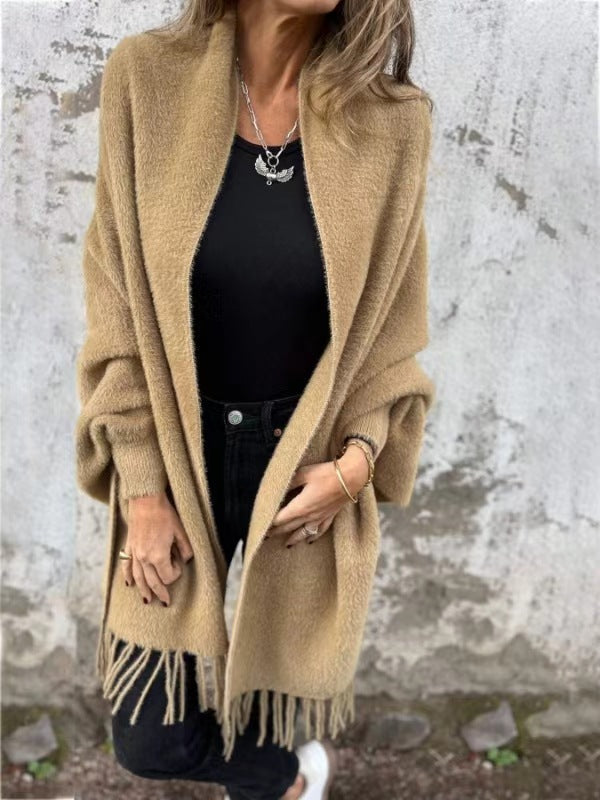 🔥Limited Time 49% Off 🔥Women's Long Sleeve Casual Tassel Shawl Coat-5