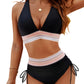 💃Vacation Sale 49% OFF💃High Waisted Tummy Control Color Block Bikini Sets-26