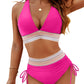 💃Vacation Sale 49% OFF💃High Waisted Tummy Control Color Block Bikini Sets-19