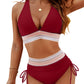 💃Vacation Sale 49% OFF💃High Waisted Tummy Control Color Block Bikini Sets-12