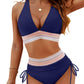 💃Vacation Sale 49% OFF💃High Waisted Tummy Control Color Block Bikini Sets-20