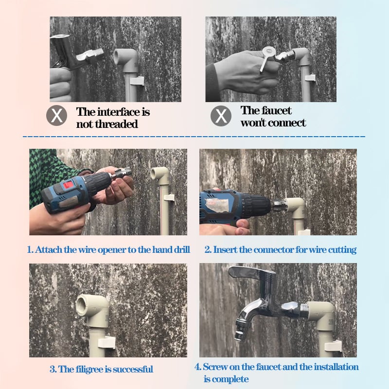 ✨Last Day Promotion 49% OFF 🛠️Electric Drill Compatible PVC Pipe Threader Kit with Various Die Sizes-5