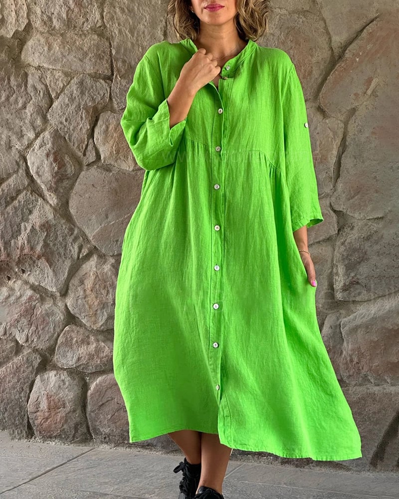 💕LAST DAY SALE 49% OFF💕Women's Loose Cotton Shirt Dress-2