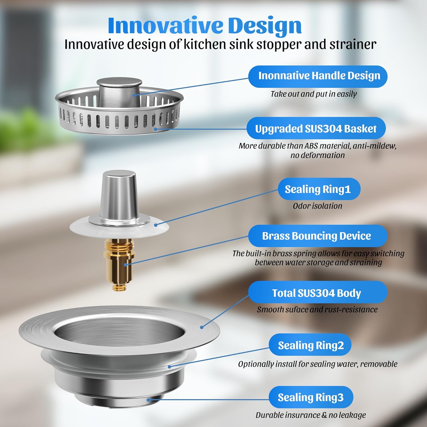 💥Limited Sale 49% OFF🔥Kitchen Sink Drain Strainer & Stopper-3