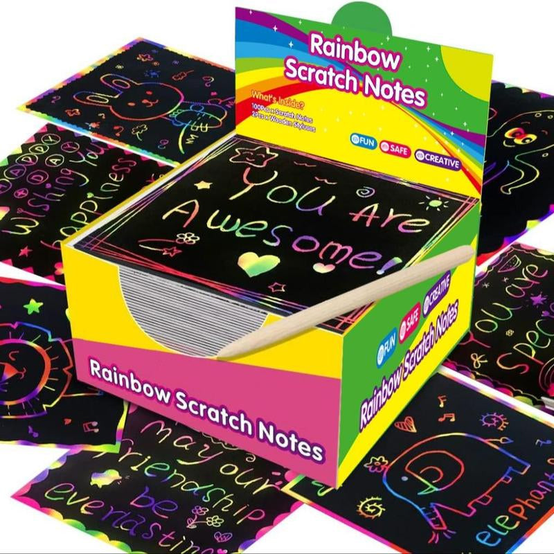 【100 pcs/1 Set】DIY Rainbow Magic Scratch Paper Art Set-8