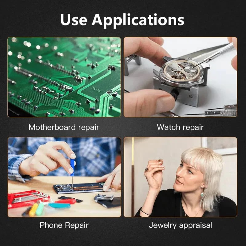 🎁👓8X 15x 23x Head Wearing Magnifying Glass with LED Light Headband-6