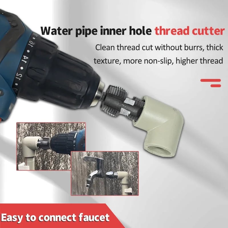 ✨Last Day Promotion 49% OFF 🛠️Electric Drill Compatible PVC Pipe Threader Kit with Various Die Sizes-4